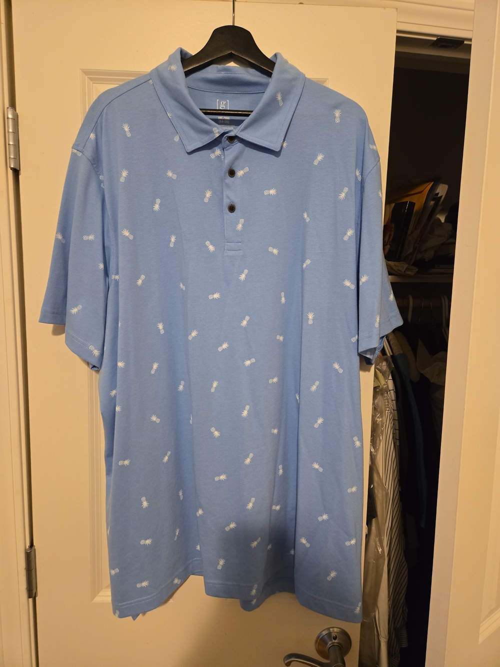 George Light Blue Pineapple-Print Polo